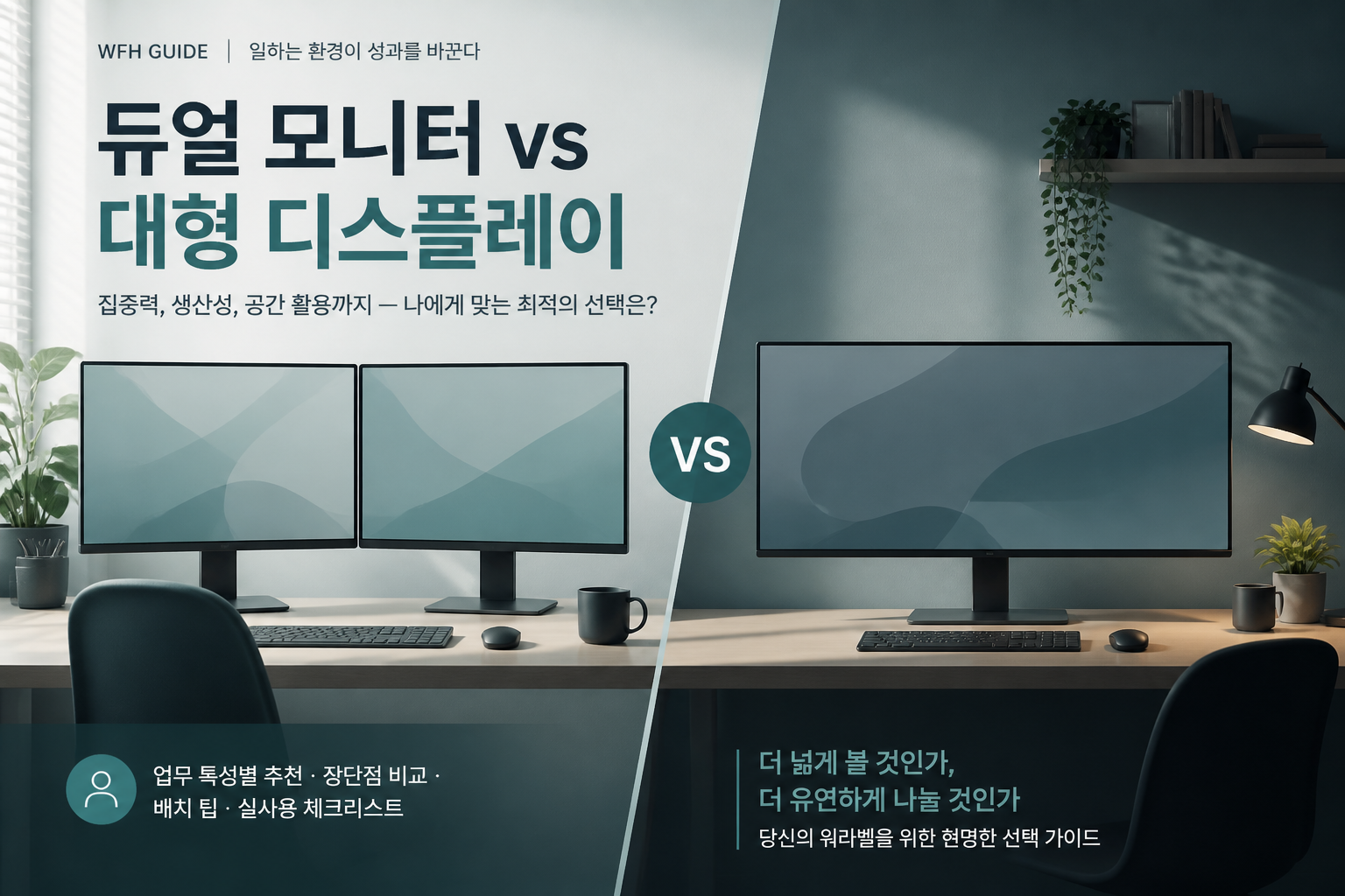듀얼 모니터 vs 대형 한 장 — 재택에서 고르는 갈림